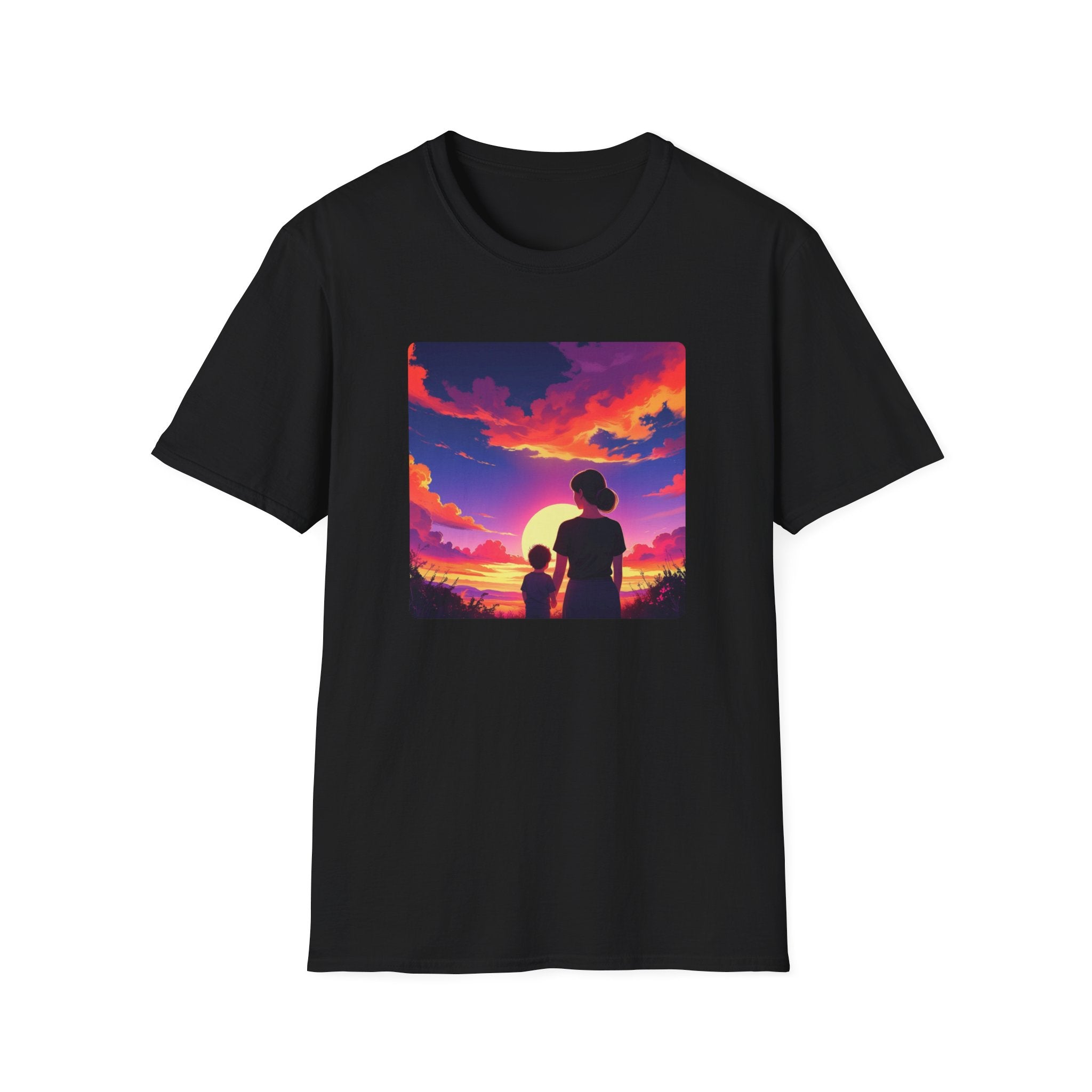 Mother And Child And The Sun Setting
