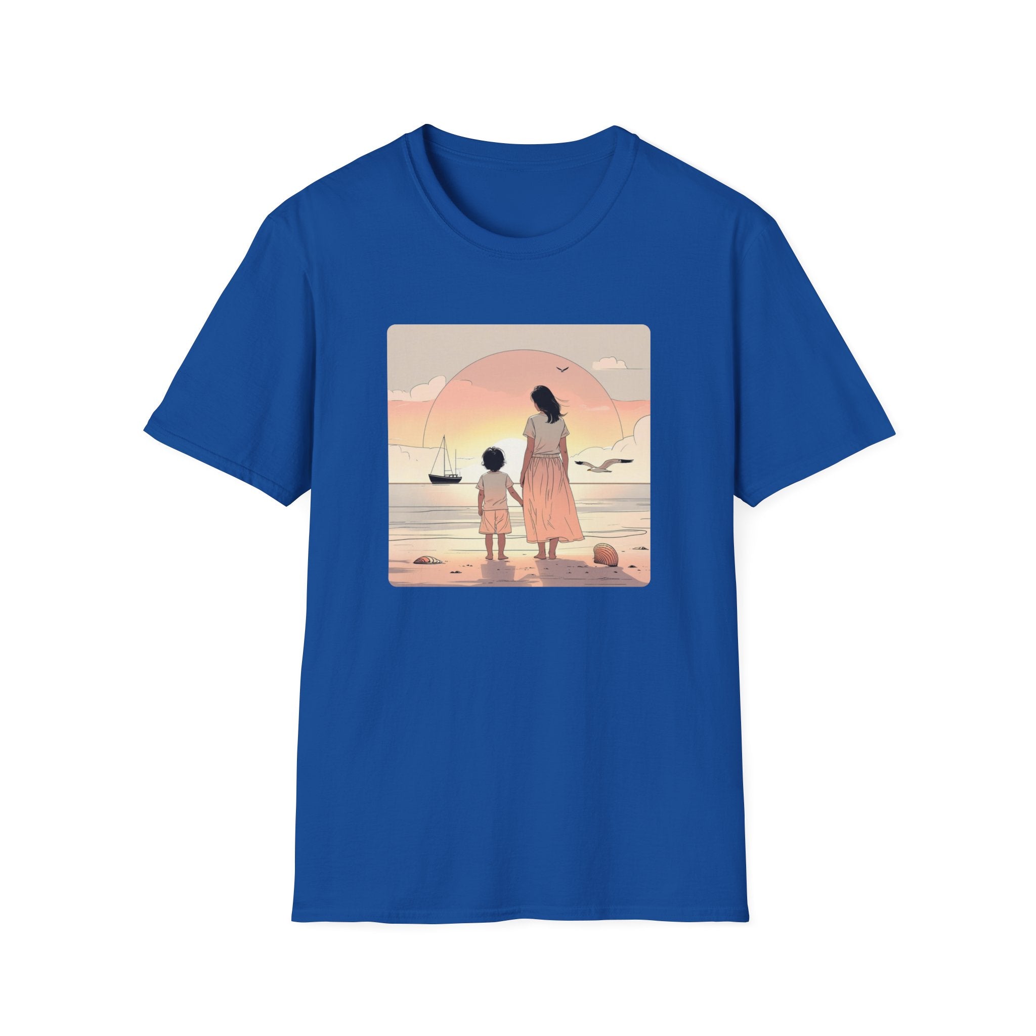 Mother And Child At Seashore Sunrise