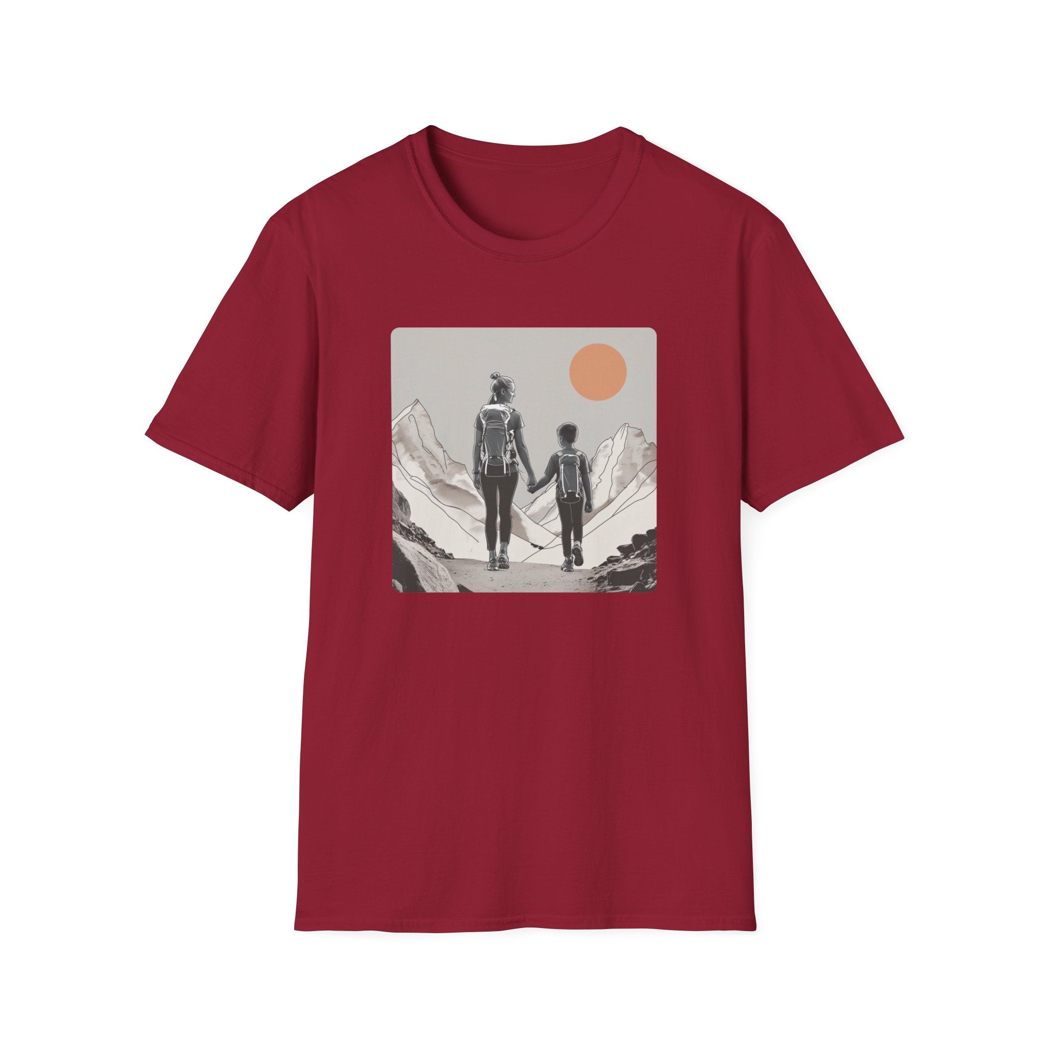 Mother And Child Trekking Towards The Sun
