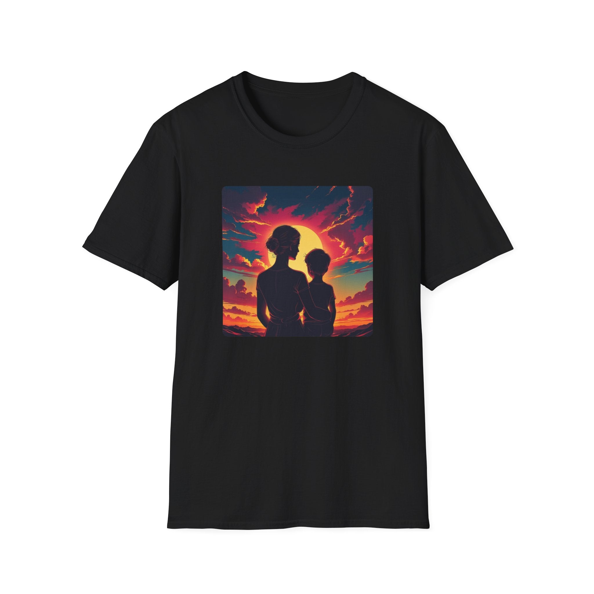 Mother Embraces Her Child At Sunset