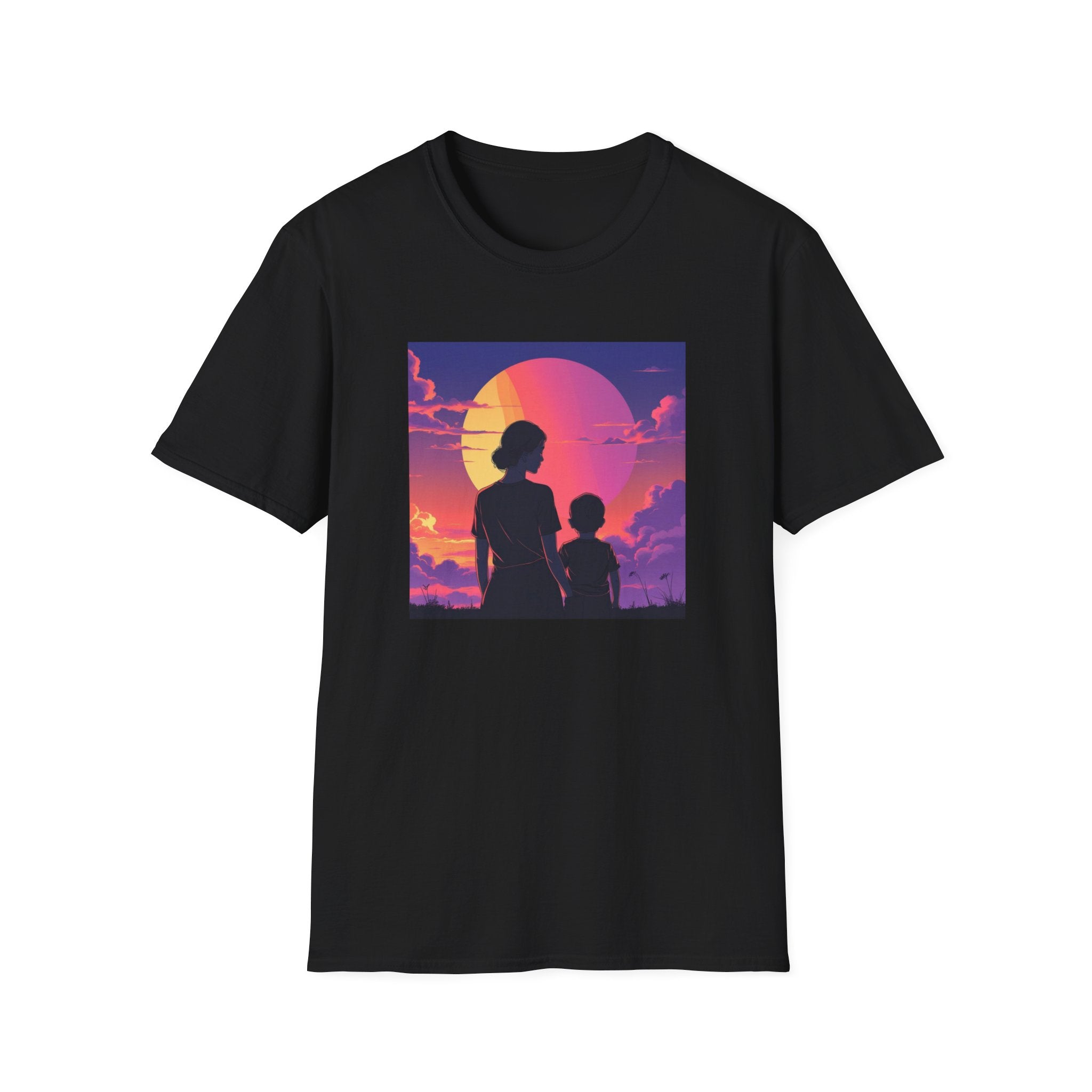 Mum And Child Watch The Sunset