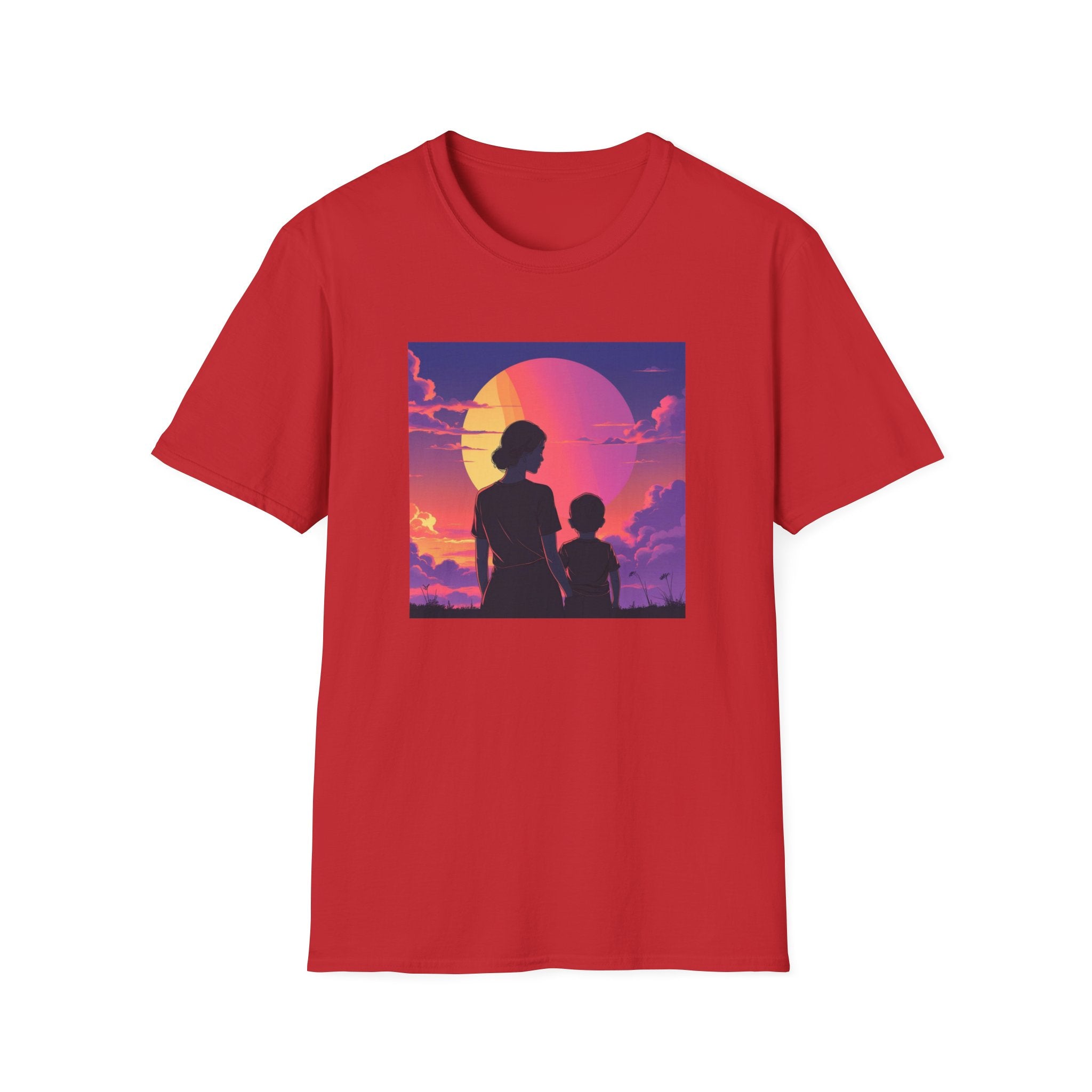 Mum And Child Watch The Sunset